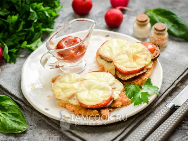 Фото блюда: Куриные отбивные с баклажанами в духовке