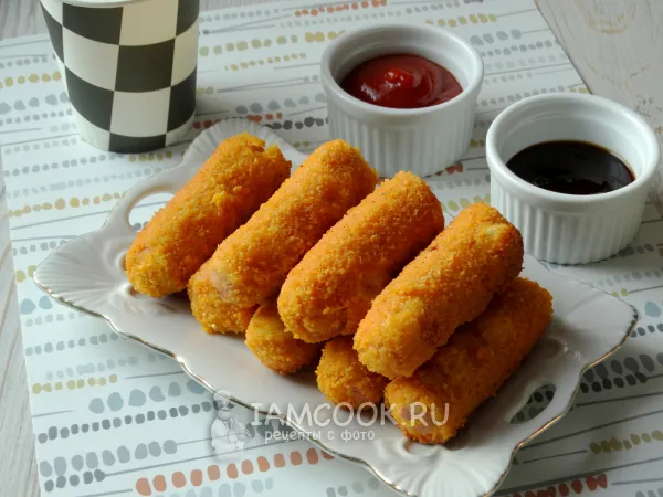 Фото блюда: Сосиски в панировке на сковороде