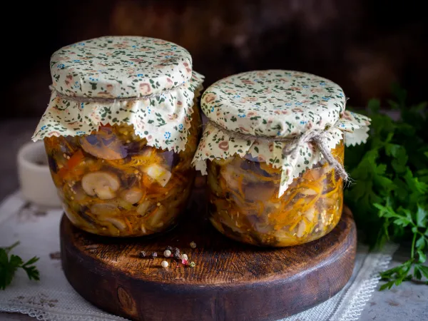 Фото блюда: Баклажаны с грибами по-корейски на зиму