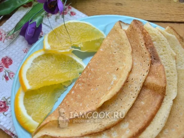 Фото готового блюда: Блины на сыворотке с апельсином