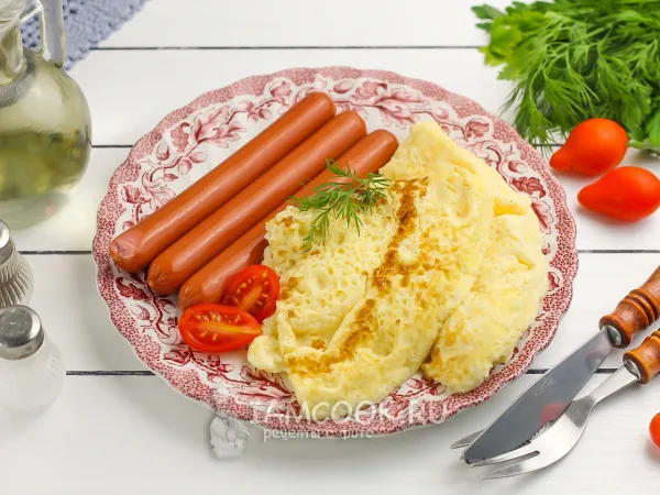 Фото блюда: Омлет в воде на сковороде