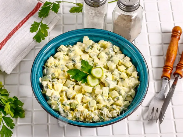 Фото готового блюда: Диетический салат с яйцом и огурцом (ПП)