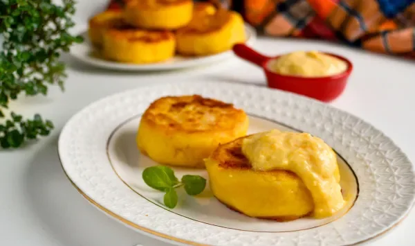 Фото блюда: Сырники с тыквой и рисовой мукой