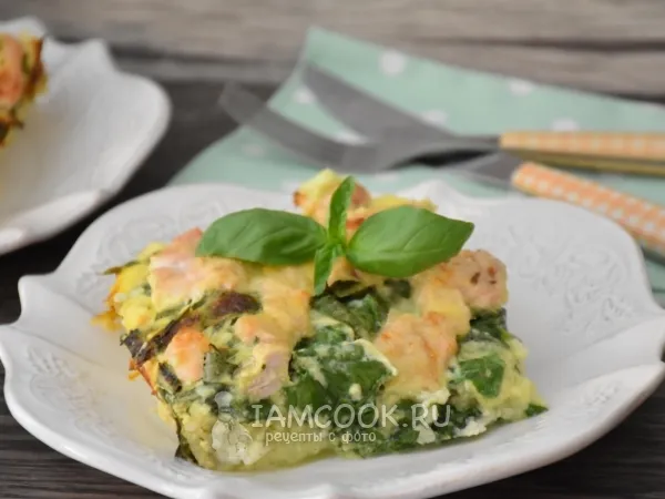 Фото блюда: Пшенная запеканка с индейкой и шпинатом