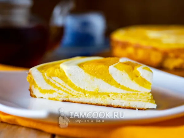 Фото блюда: Творожная запеканка «Зебра» с тыквой