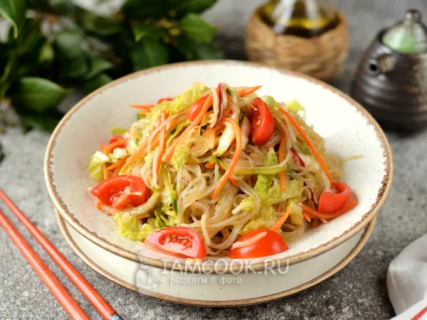 Фото блюда: Фунчоза с овощами с соусом терияки