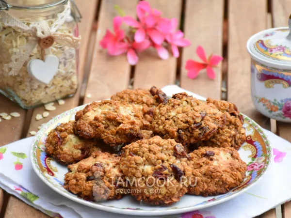 Фото готового блюда: Овсяное печенье с клюквой и шоколадом