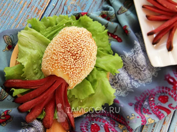 Фото готового блюда: Сосиски в тесте Осьминожки