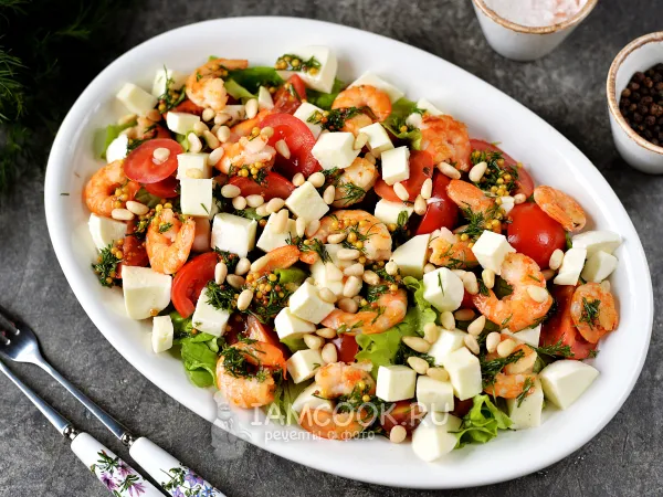 Фото блюда: Салат «Ибица» с креветками и сыром моцарелла