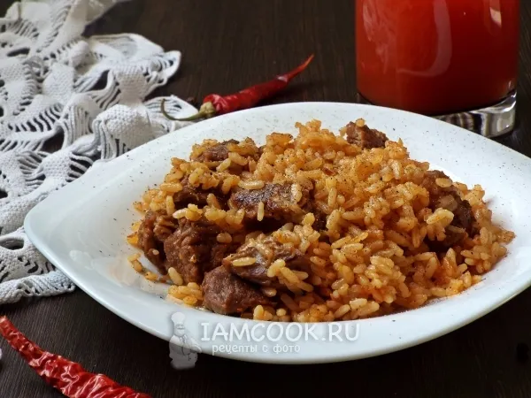 Фото готового блюда: Ризотто с говядиной и томатом в мультиварке