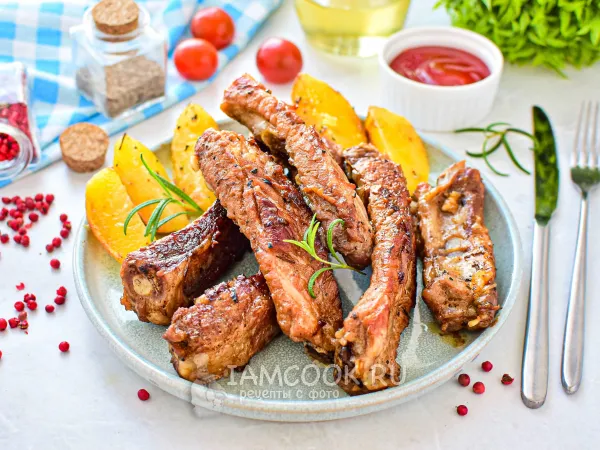 Фото блюда: Свиные ребрышки на сковороде с соевым соусом