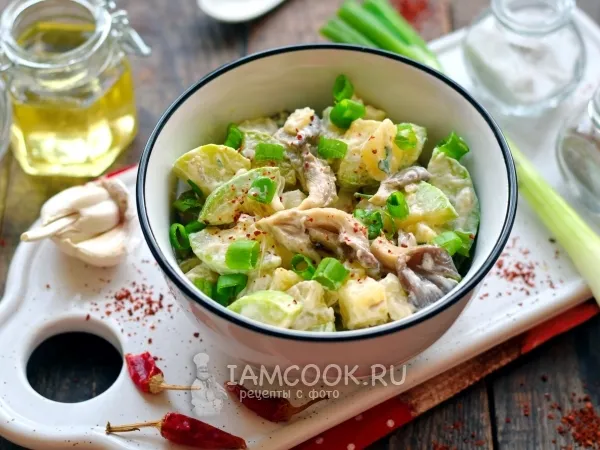 Фото блюда: Салат с кабачками, вешенками и картофелем