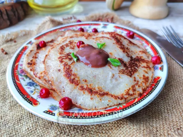 Фото готового блюда: Блины на закваске с гречневой мукой