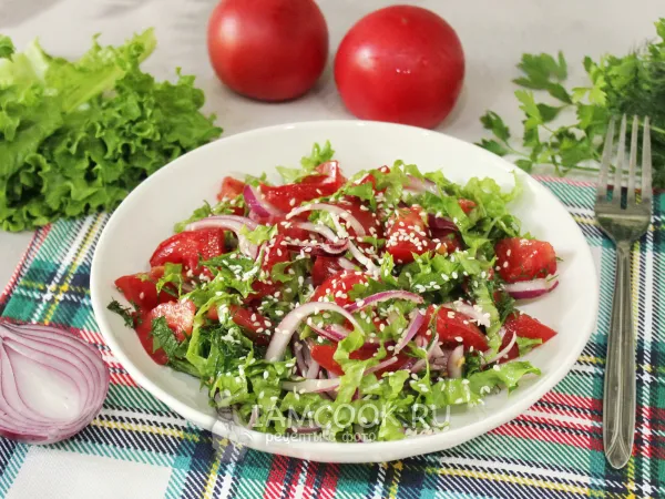 Фото блюда: Салат из помидоров с красным луком