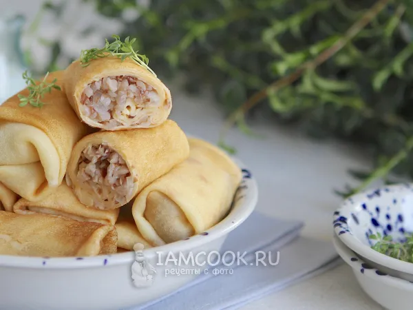 Фото блюда: Блины с гречневой начинкой