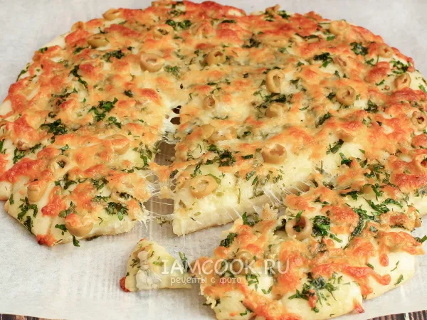 Фото готового блюда: Хлеб с сыром и зеленью