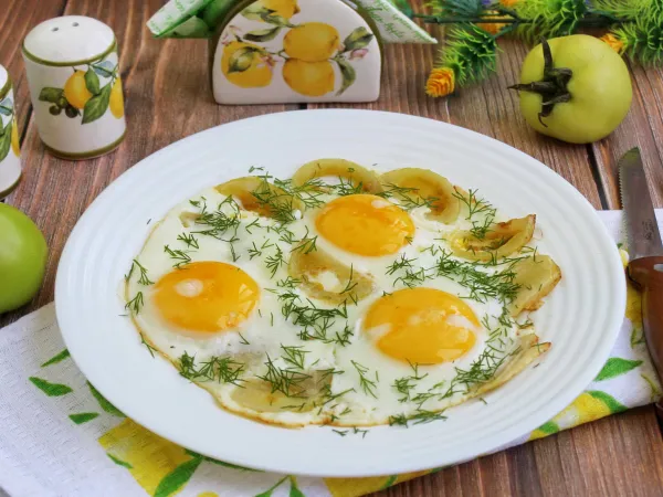 Фото блюда: Яичница с зелеными помидорами