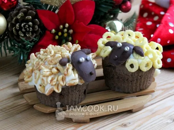 Фото готового блюда: Капкейки «Овечки»