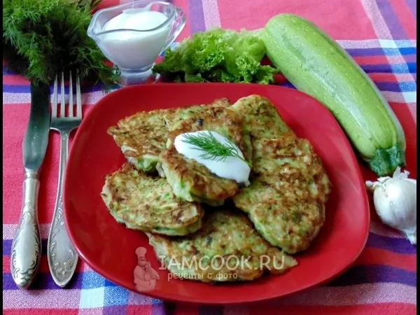 Фото блюда: Кабачковые оладьи с мясом и грибами