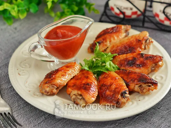 Фото блюда: Куриные крылышки в кетчупе в духовке