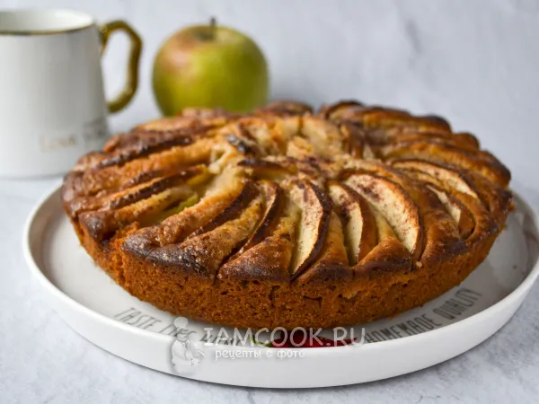 Фото блюда: Постный заливной пирог с яблоками