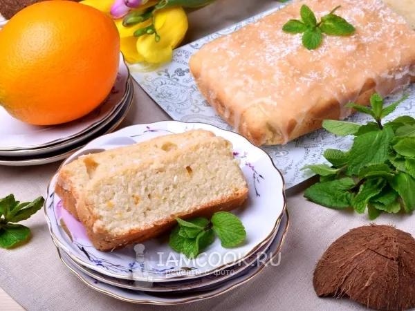 Фото блюда: Постный кокосово-апельсиновый кекс