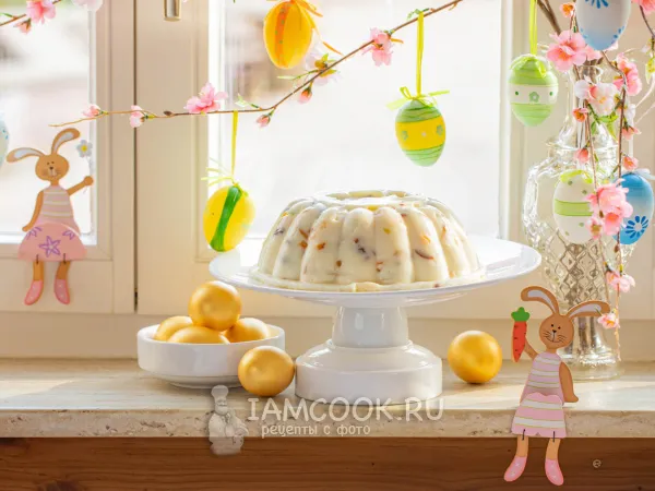 Фото готового блюда: Пудинг с изюмом на Пасху