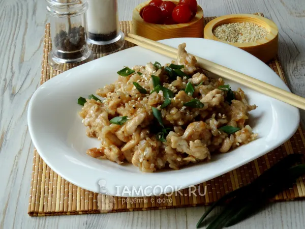 Фото блюда: Рис с курицей в соусе терияки