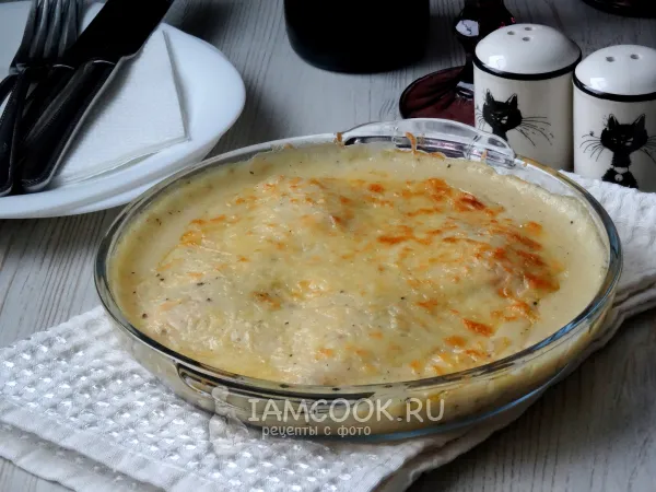 Фото блюда: Горбуша под соусом бешамель в духовке