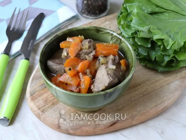 Фото блюда: Тушеная свиная печень