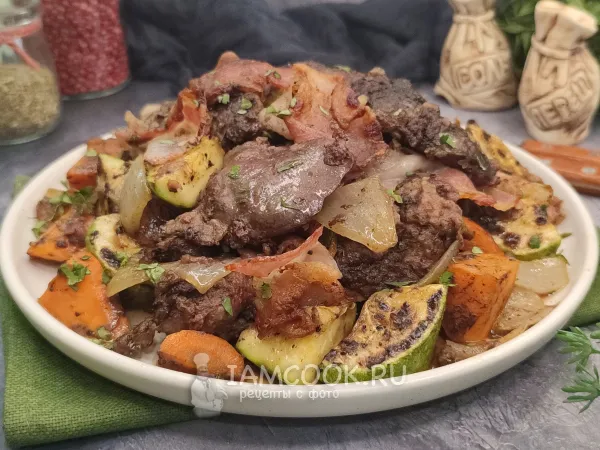 Фото блюда: Жаркое из куриной печени