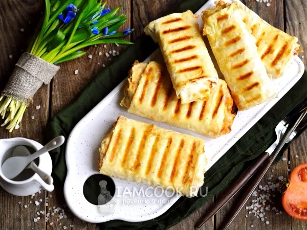 Фото блюда: Хот-дог в лаваше на гриле