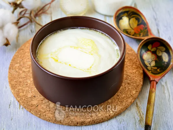 Фото блюда: Жидкая манная каша на молоке (без комочков)