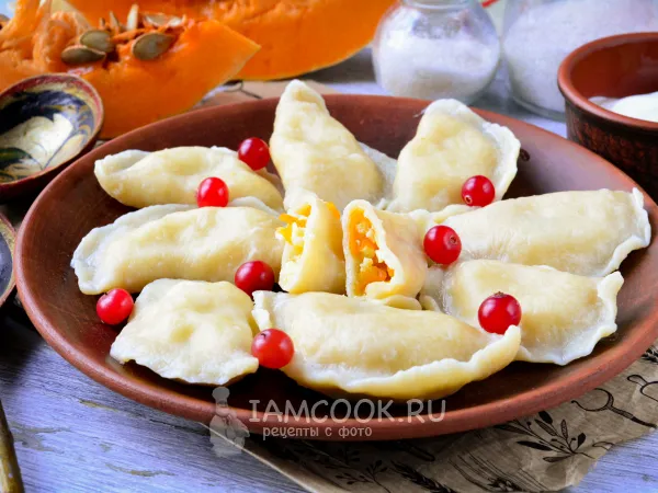 Фото блюда: Вареники с тыквой и творогом