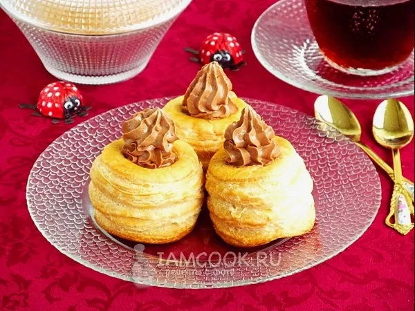 Фото блюда: Слоёные пирожные «Башенки» с шоколадным кремом