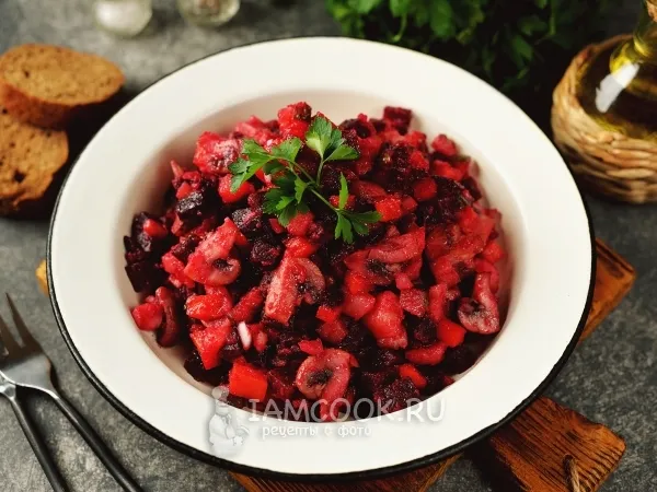 Фото блюда: Винегрет с жареными грибами