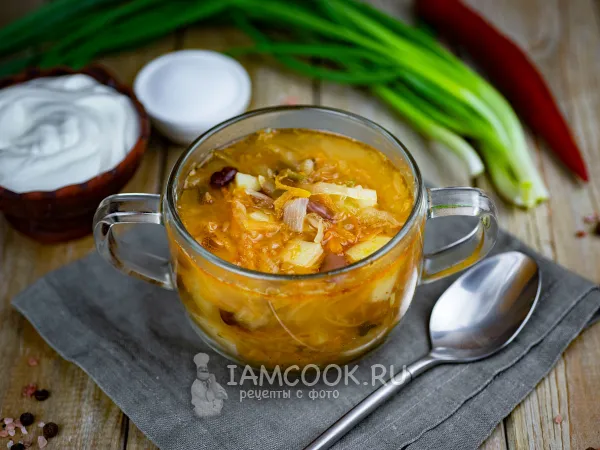 Фото блюда: Щи из квашеной капусты с фасолью