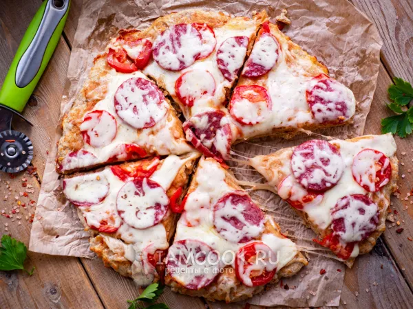 Фото блюда: Пицца из цельнозерновой муки без дрожжей