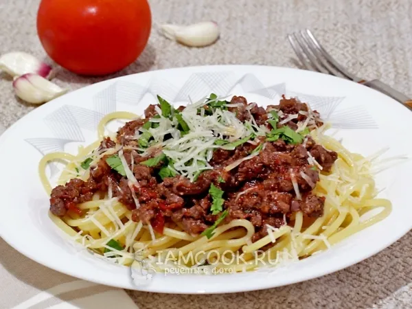 Фото блюда: Спагетти с соусом Болоньезе