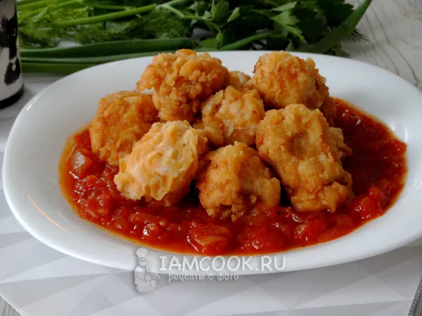 Фото блюда: Курица в кляре в кисло-сладком соусе