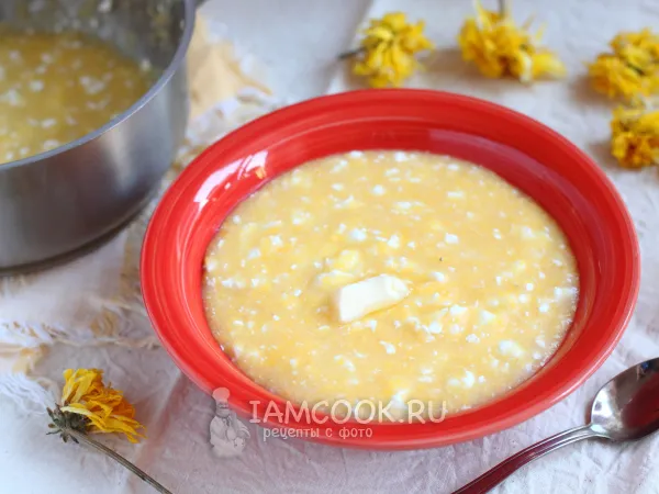 Фото блюда: Кукурузная каша с творогом