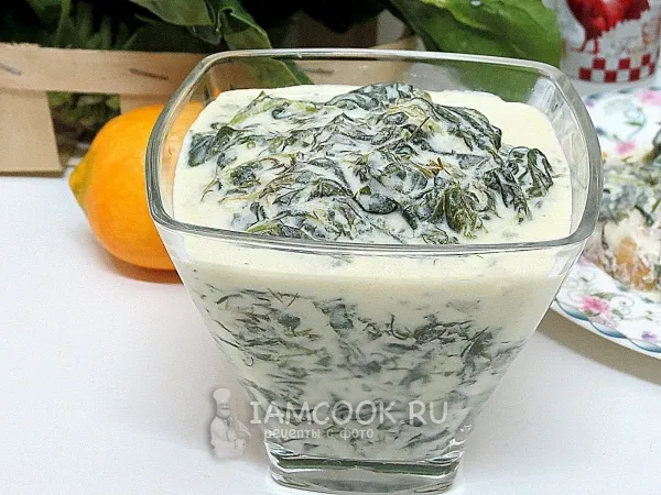 Фото готового блюда: Шпинат в сметанном соусе