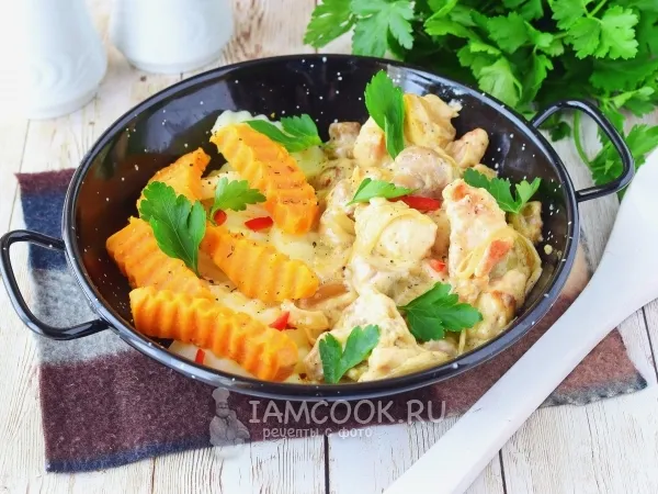 Фото готового блюда: Фрикасе из курицы с грибами