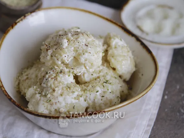 Фото блюда: Цветная капуста с сыром на сковороде