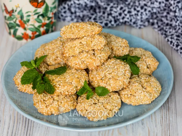 Фото готового блюда: Овсяное печенье с кунжутом