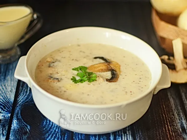 Фото блюда: Сливочный суп с шампиньонами и курицей