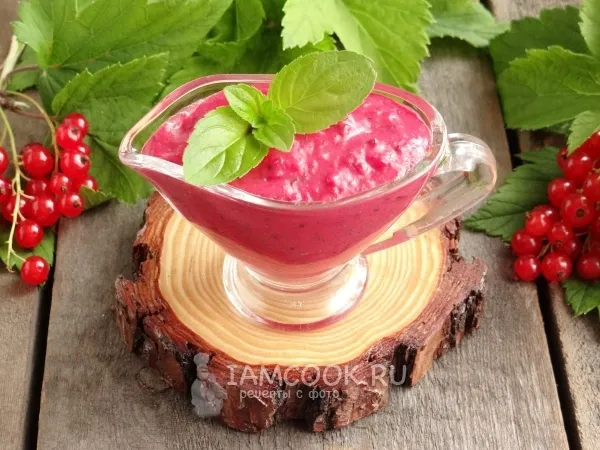 Фото блюда: Соус из красной смородины с мятой