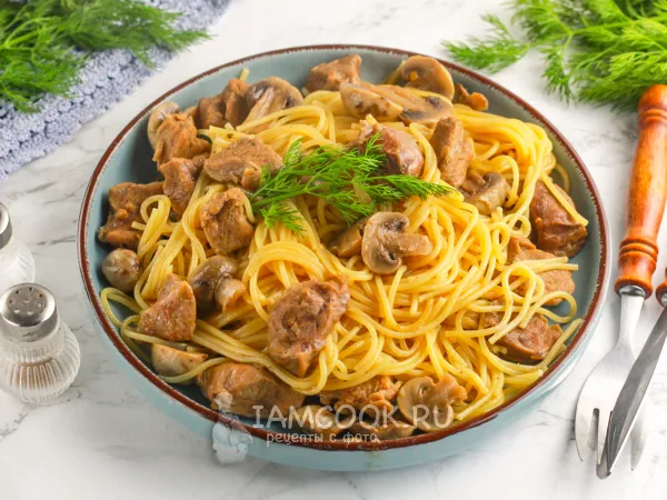 Фото блюда: Паста с говядиной и грибами