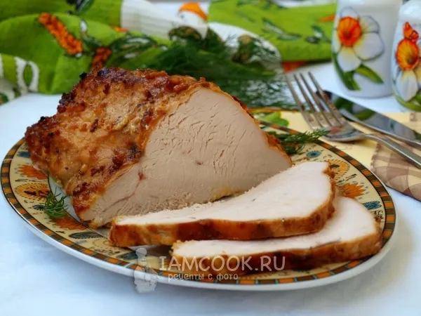 Фото готового блюда: Филе индейки, запечённое в сметанно-горчичном соусе