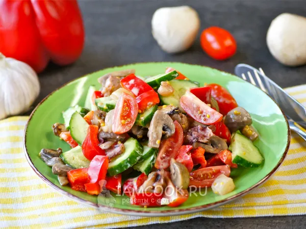 Фото блюда: Теплый салат с морепродуктами